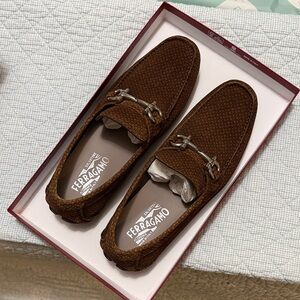 Salvatore Ferragamo Men's Textured Brown Loafers